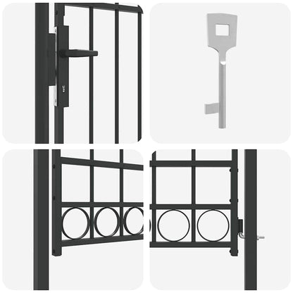 Fence Gate Grey 100 x 175 cm Powder-coated steel