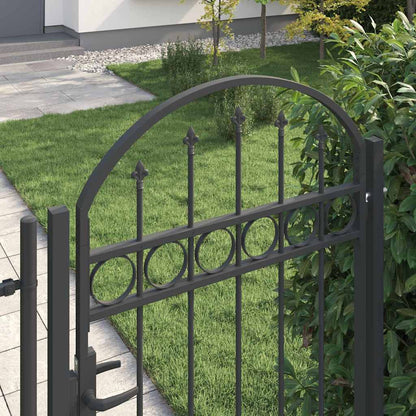 Fence Gate Grey 100 x 175 cm Powder-coated steel