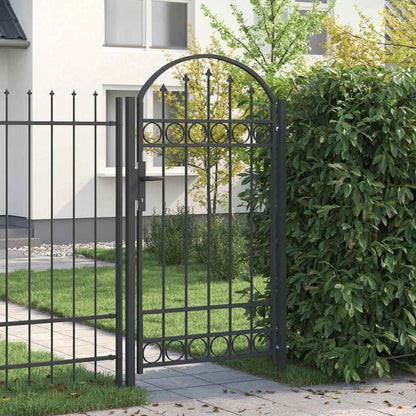 Fence Gate Grey 100 x 175 cm Powder-coated steel