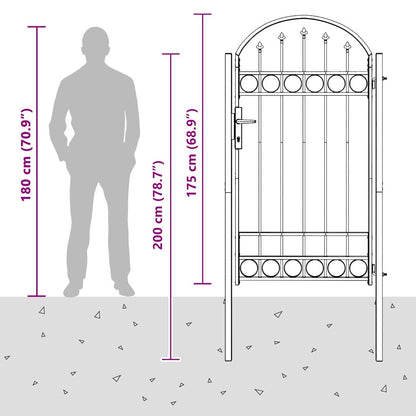 Fence Gate Grey 100 x 175 cm Powder-coated steel