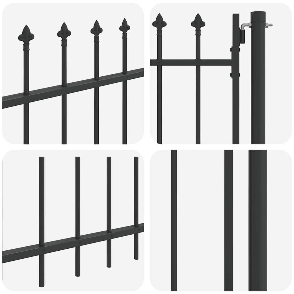 Fence Gate Grey 100 x 250 cm Powder-coated steel