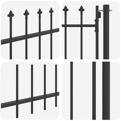 Fence Gate Grey 100 x 250 cm Powder-coated steel