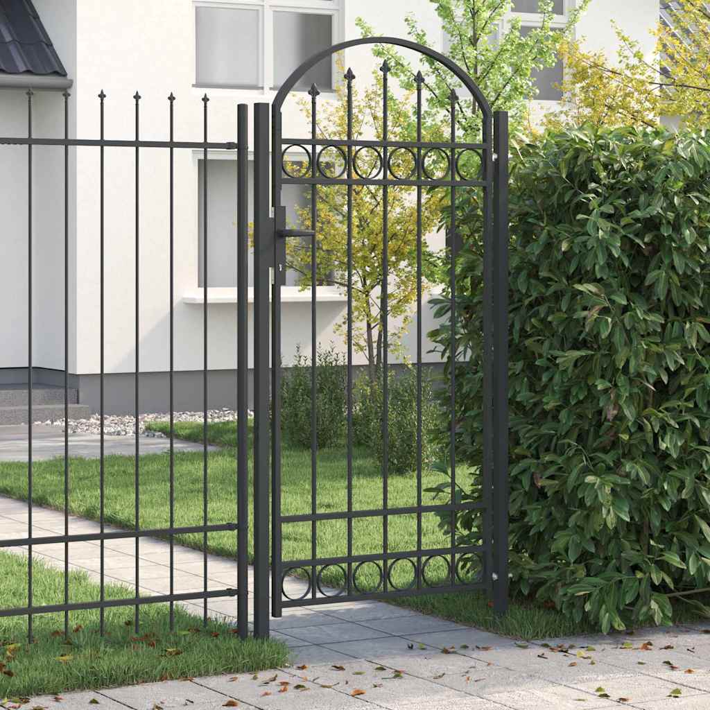 Fence Gate Grey 100 x 250 cm Powder-coated steel