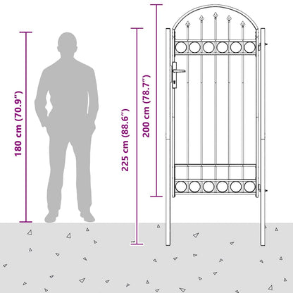 Fence Gate Grey 100 x 250 cm Powder-coated steel