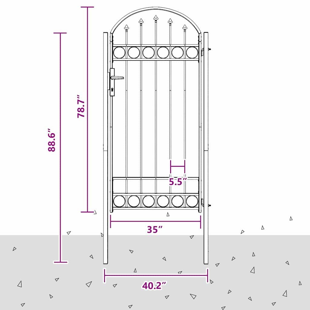 Fence Gate Grey 100 x 250 cm Powder-coated steel