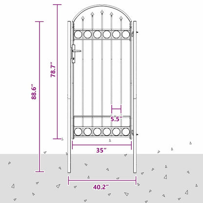 Fence Gate Grey 100 x 250 cm Powder-coated steel