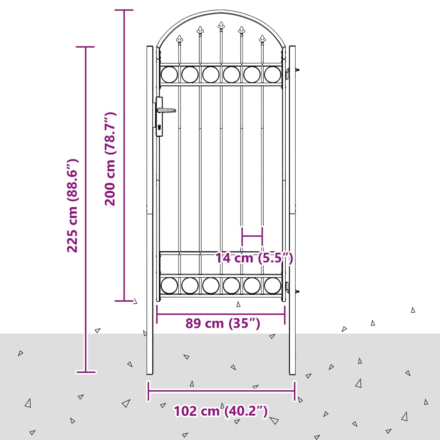 Fence Gate Grey 100 x 250 cm Powder-coated steel