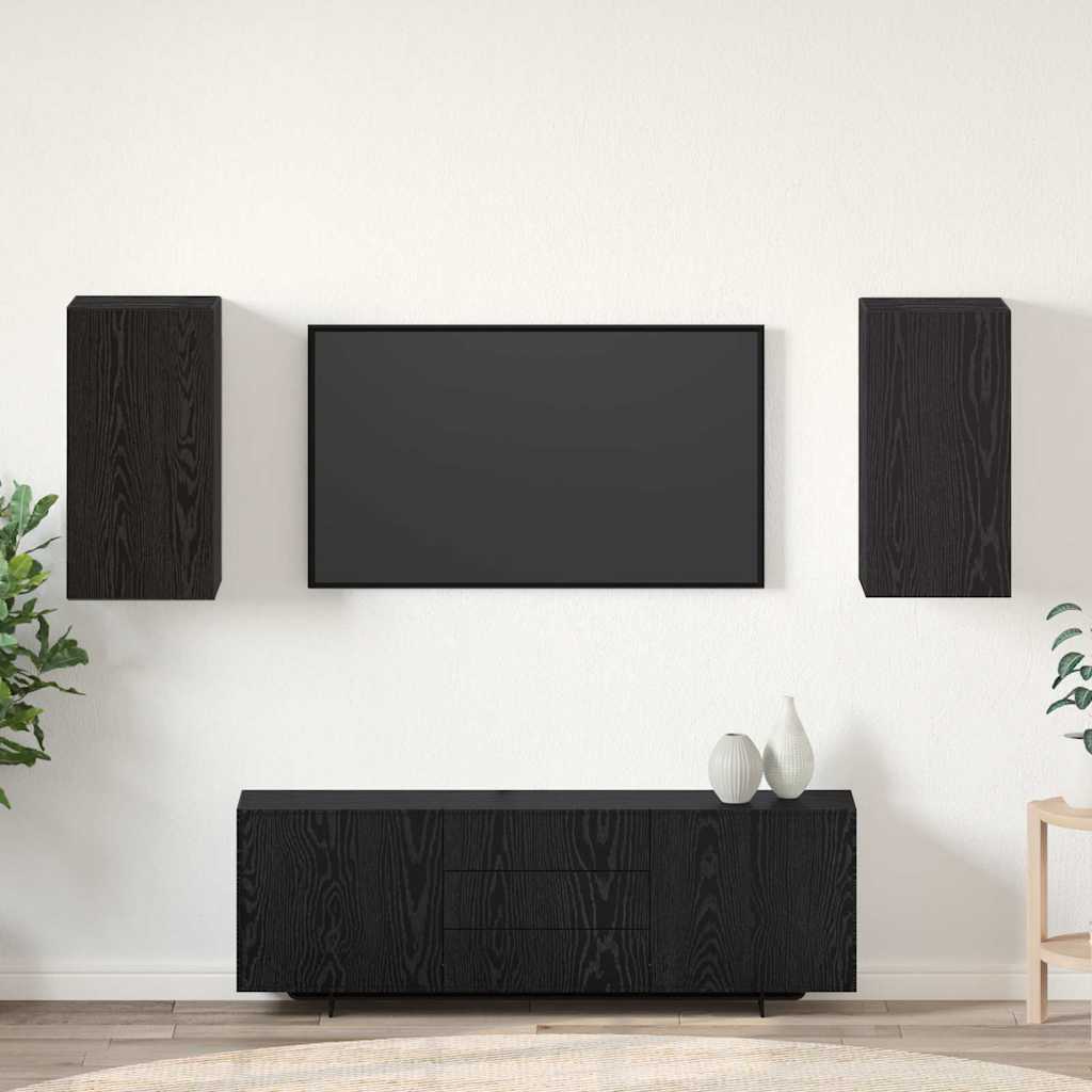 Wall TV Cabinet Wall-mounted 2 pcs Black Oak 30.5 x 30 x 60 cm