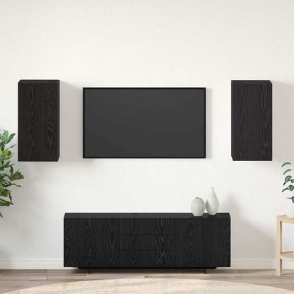 Wall TV Cabinet Wall-mounted 2 pcs Black Oak 30.5 x 30 x 60 cm