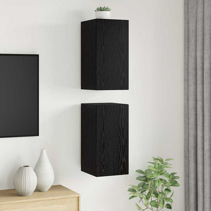 Wall TV Cabinet Wall-mounted 2 pcs Black Oak 30.5 x 30 x 60 cm