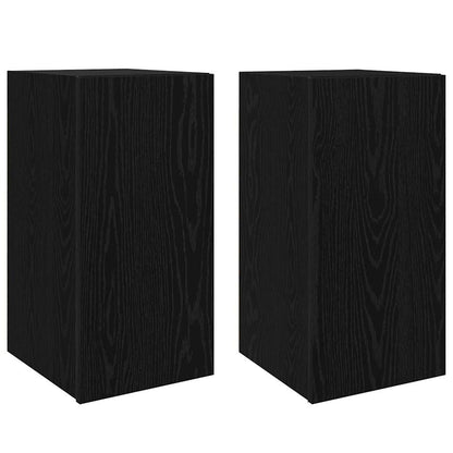 Wall TV Cabinet Wall-mounted 2 pcs Black Oak 30.5 x 30 x 60 cm