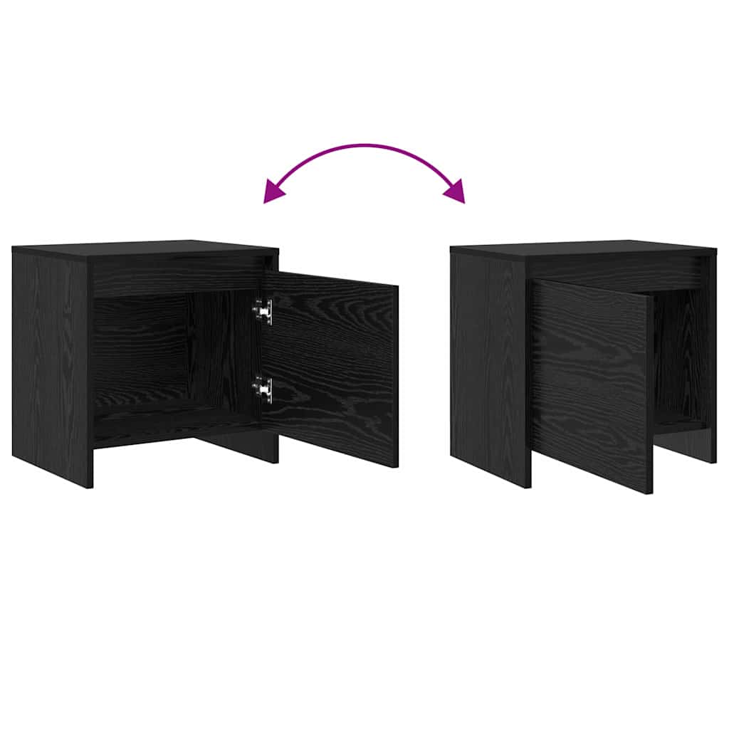 Bedside Cabinet Black oak 45 x 34 x 44.5 cm Engineered wood
