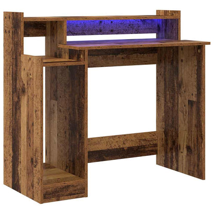 Desk with Desk Lamps Old wood 97 x 45 x 90 cm Engineered wood