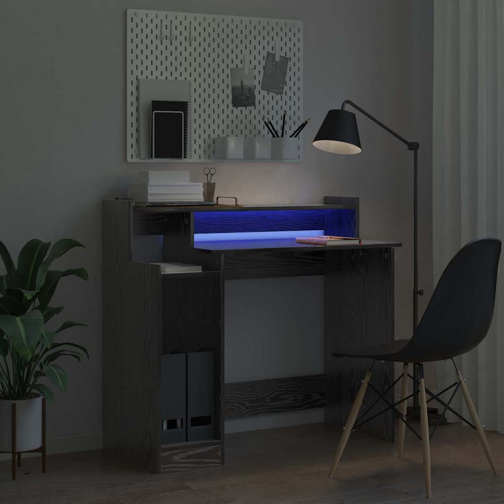 Desk with Desk Lamps Black oak 97 x 45 x 90 cm Engineered wood
