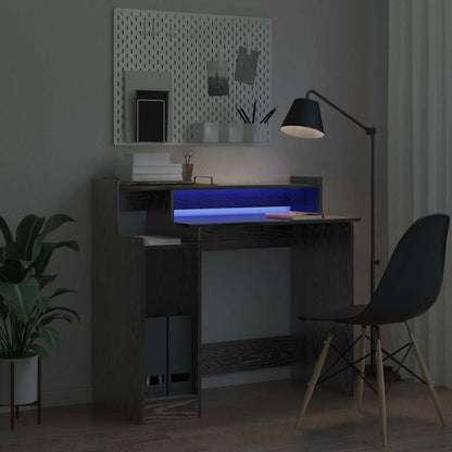 Desk with Desk Lamps Black oak 97 x 45 x 90 cm Engineered wood