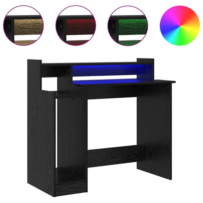 Desk with Desk Lamps Black oak 97 x 45 x 90 cm Engineered wood