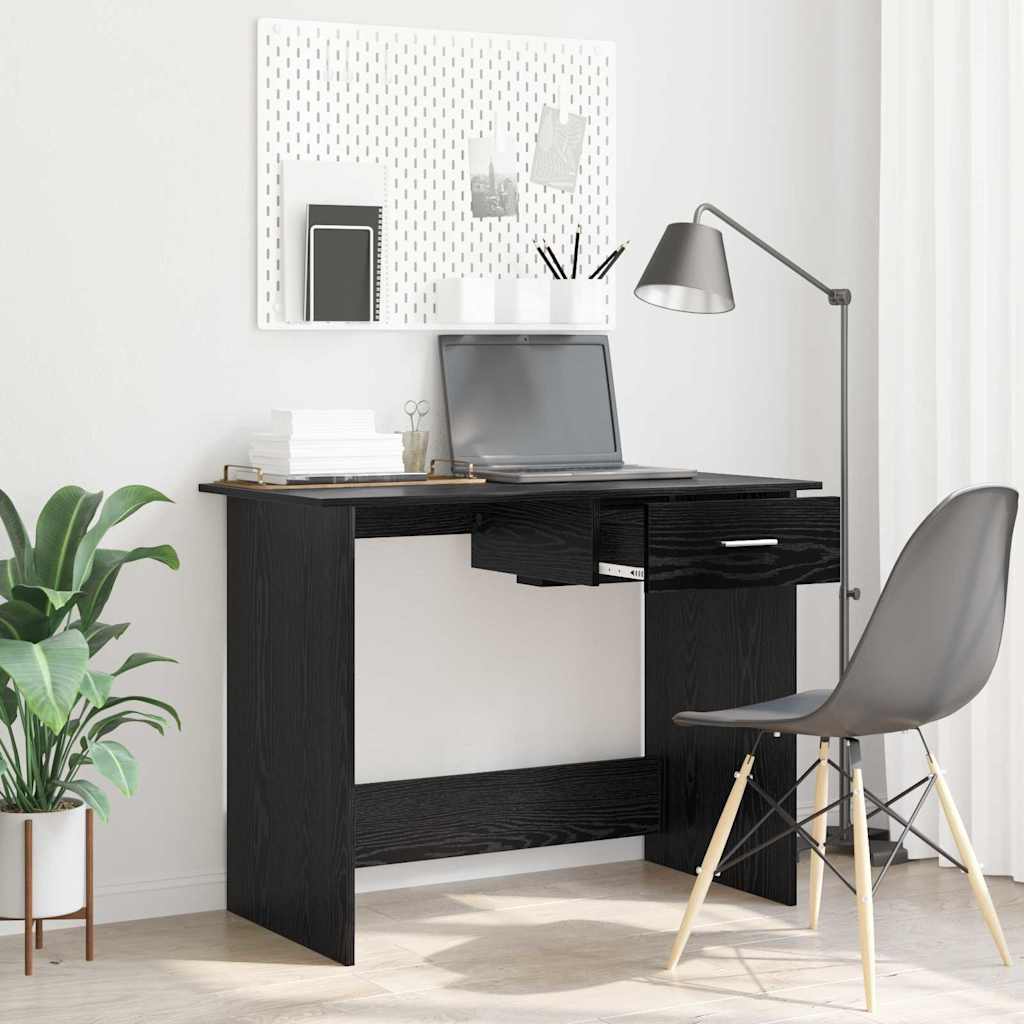 Desk with Drawer Black oak 100 x 50 x 76 cm Engineered wood