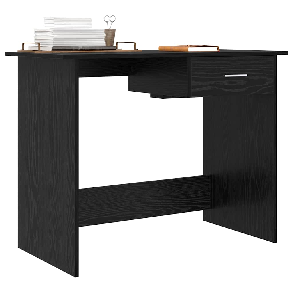 Desk with Drawer Black oak 100 x 50 x 76 cm Engineered wood