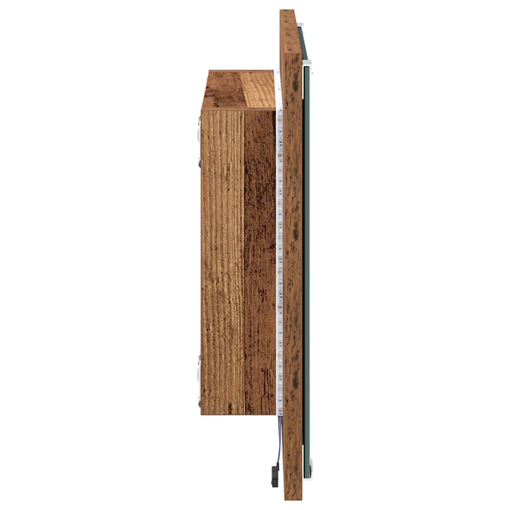 LED Bathroom Mirror Old Wood 40 x 37 x 8.5 cm Engineered Wood