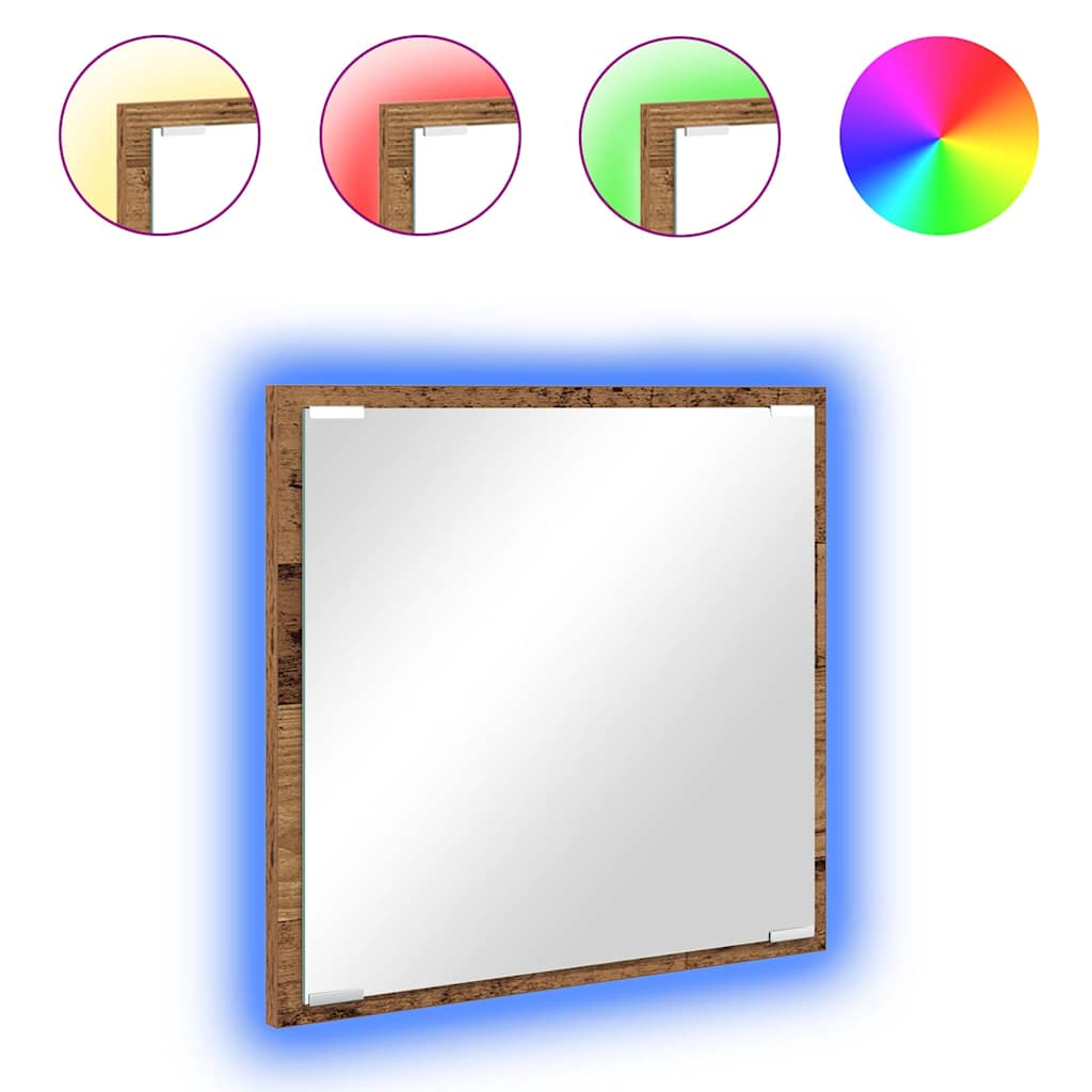 LED Bathroom Mirror Old Wood 40 x 37 x 8.5 cm Engineered Wood