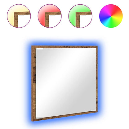 LED Bathroom Mirror Old Wood 40 x 37 x 8.5 cm Engineered Wood