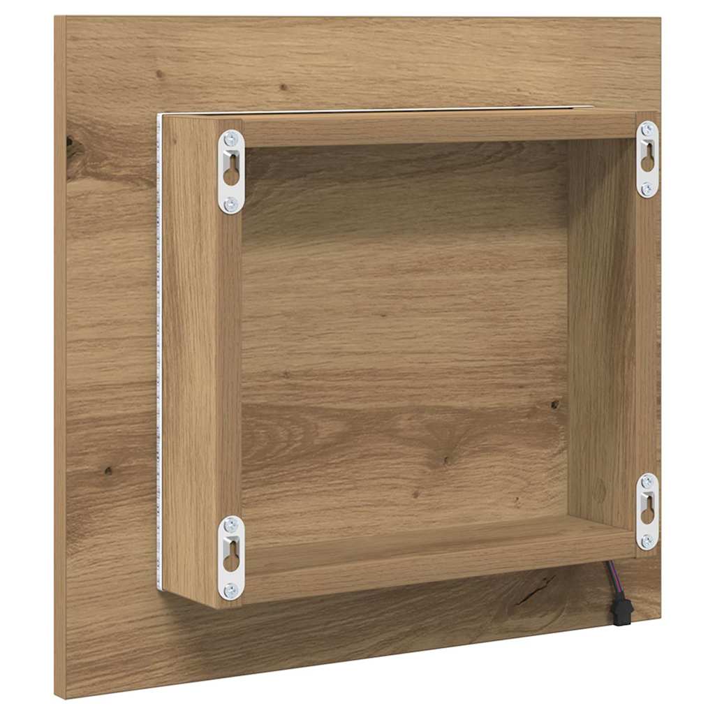 LED Bathroom Mirror Wall-mounted Artisan Oak 40 x 37 x 8.5 cm