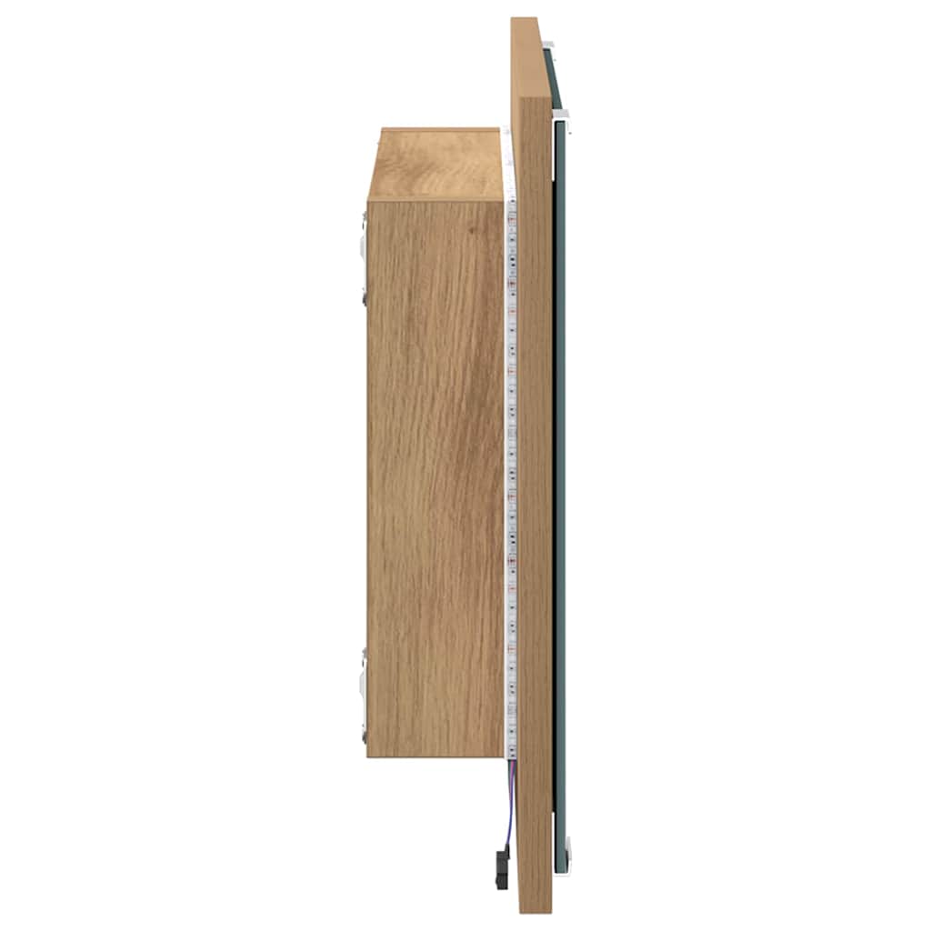LED Bathroom Mirror Wall-mounted Artisan Oak 40 x 37 x 8.5 cm