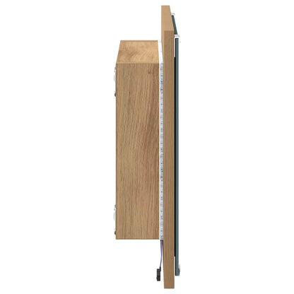 LED Bathroom Mirror Wall-mounted Artisan Oak 40 x 37 x 8.5 cm