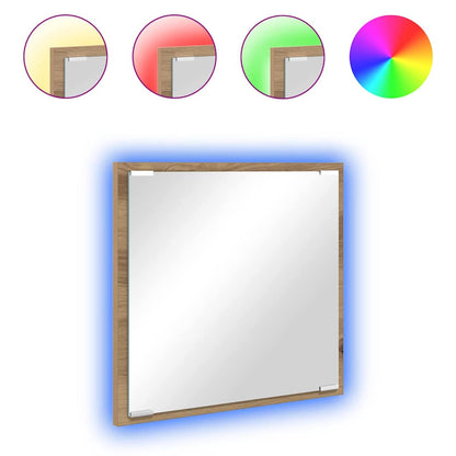 LED Bathroom Mirror Wall-mounted Artisan Oak 40 x 37 x 8.5 cm