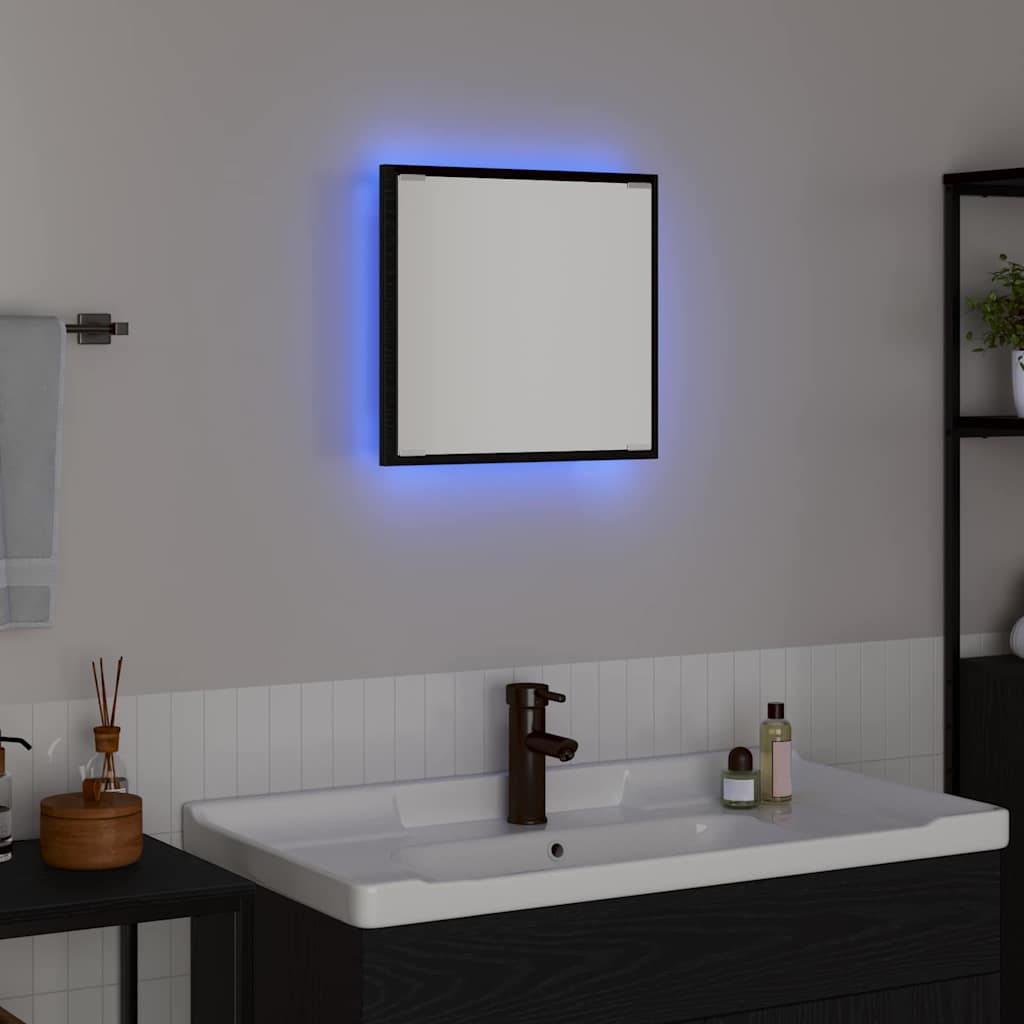 LED Bathroom Mirror Black Oak 40 x 37 x 8.5 cm Engineered Wood