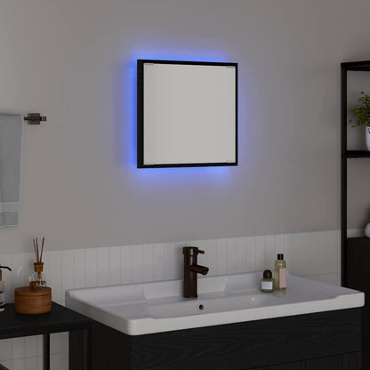 LED Bathroom Mirror Black Oak 40 x 37 x 8.5 cm Engineered Wood
