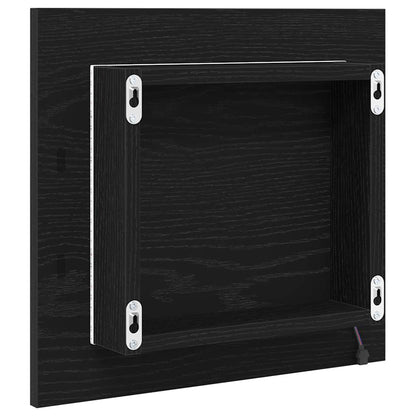 LED Bathroom Mirror Black Oak 40 x 37 x 8.5 cm Engineered Wood