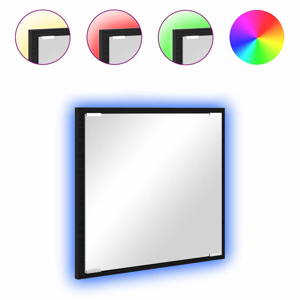 LED Bathroom Mirror Black Oak 40 x 37 x 8.5 cm Engineered Wood