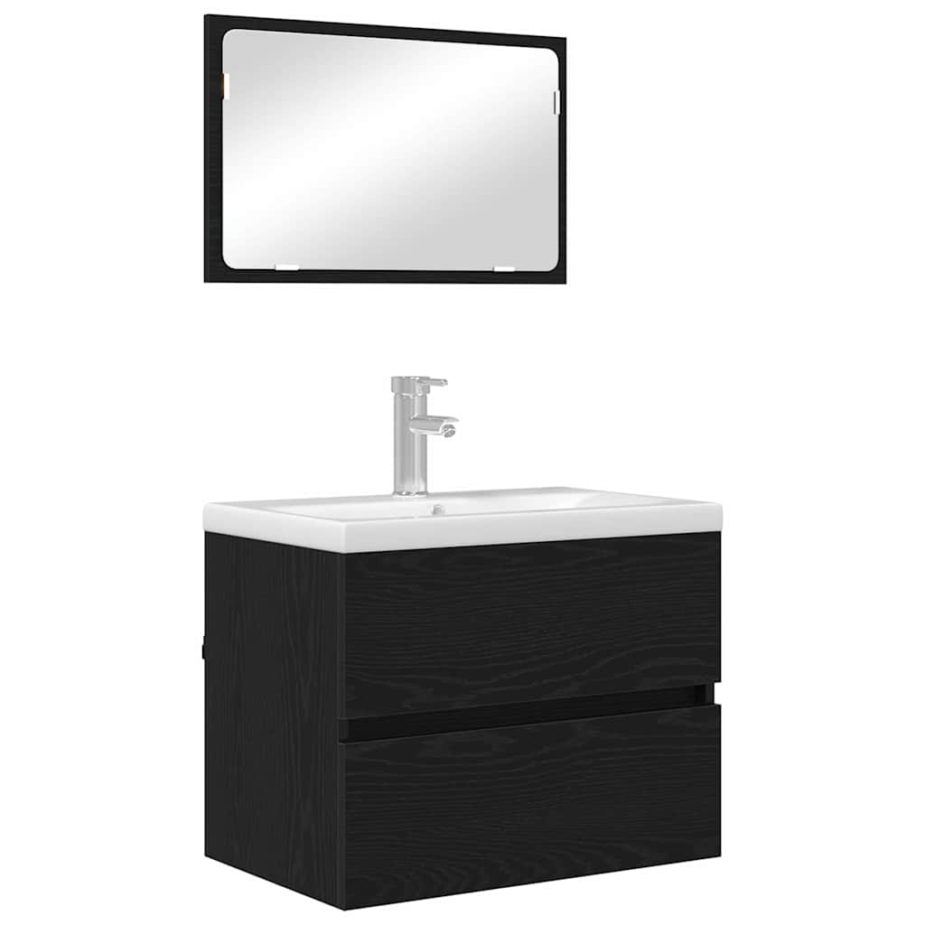 Bathroom Furniture Set 2 pcs Black Oak 57 x 37 x 45 cm