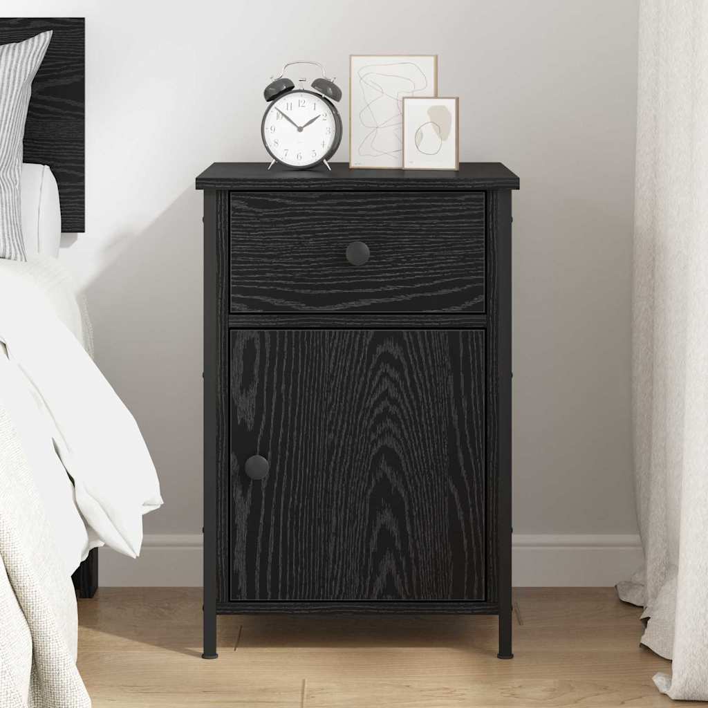 Bedside Cabinet Black oak 40 x 42 x 60 cm Engineered wood