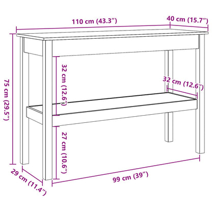 Console Table Wax brown 110 x 40 x 75 cm Solid pine wood