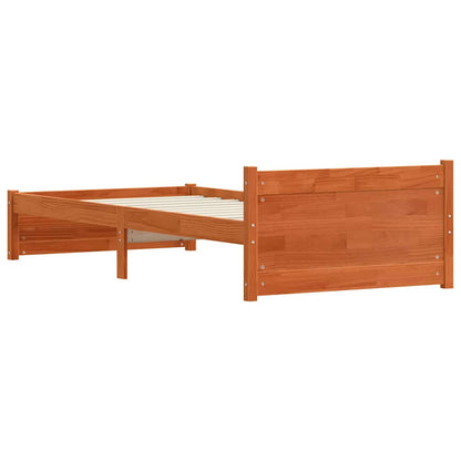 Bed Frame with Headboard Wax brown 100 x 200 cm Solid pine wood