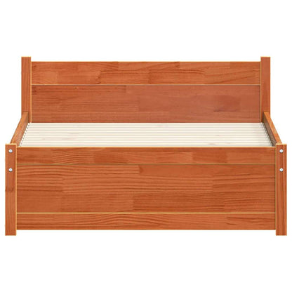 Bed Frame with Headboard Wax brown 100 x 200 cm Solid pine wood