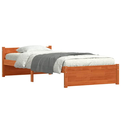 Bed Frame with Headboard Wax brown 100 x 200 cm Solid pine wood