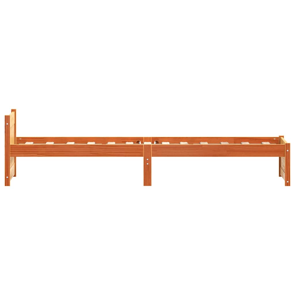 Bed Frame with Headboard Wax brown 100 x 200 cm Solid pine wood