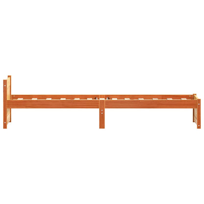 Bed Frame with Headboard Wax brown 100 x 200 cm Solid pine wood