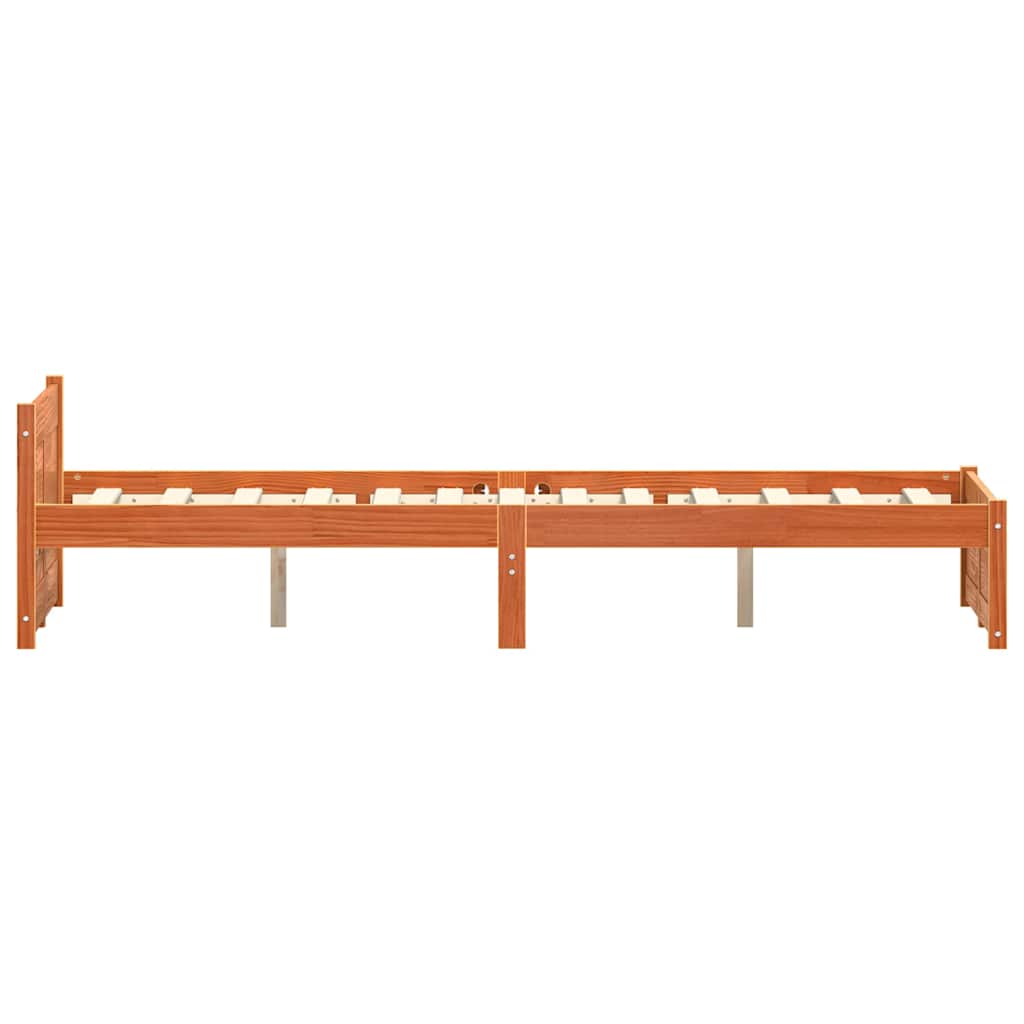 Bed Frame with Headboard Wax brown 120 x 200 cm Solid pine wood