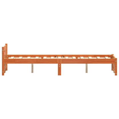 Bed Frame with Headboard Wax brown 120 x 200 cm Solid pine wood