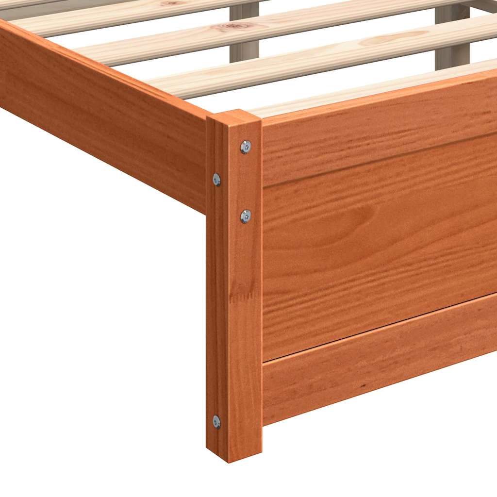 Bed Frame with Headboard Wax brown 140 x 200 cm Solid pine wood