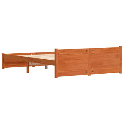 Bed Frame with Headboard Wax brown 150 x 200 cm Solid pine wood