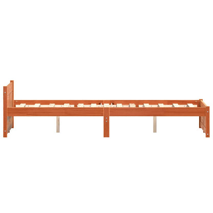 Bed Frame with Headboard Wax brown 150 x 200 cm Solid pine wood