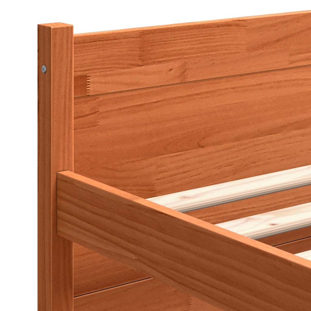 Bed Frame with Headboard Wax brown 160 x 200 cm Solid pine wood