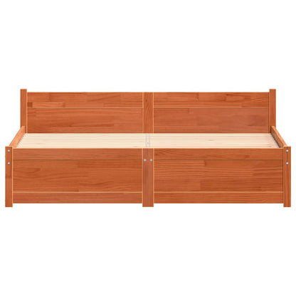 Bed Frame with Headboard Wax brown 160 x 200 cm Solid pine wood