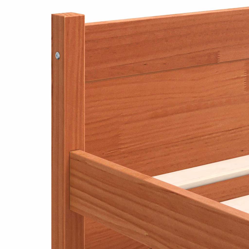 Bed Frame with Headboard Wax brown 180 x 200 cm Solid pine wood