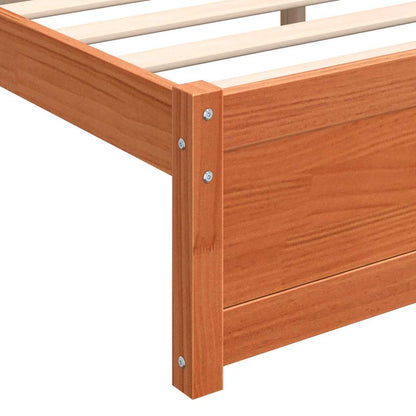 Bed Frame with Headboard Wax brown 180 x 200 cm Solid pine wood